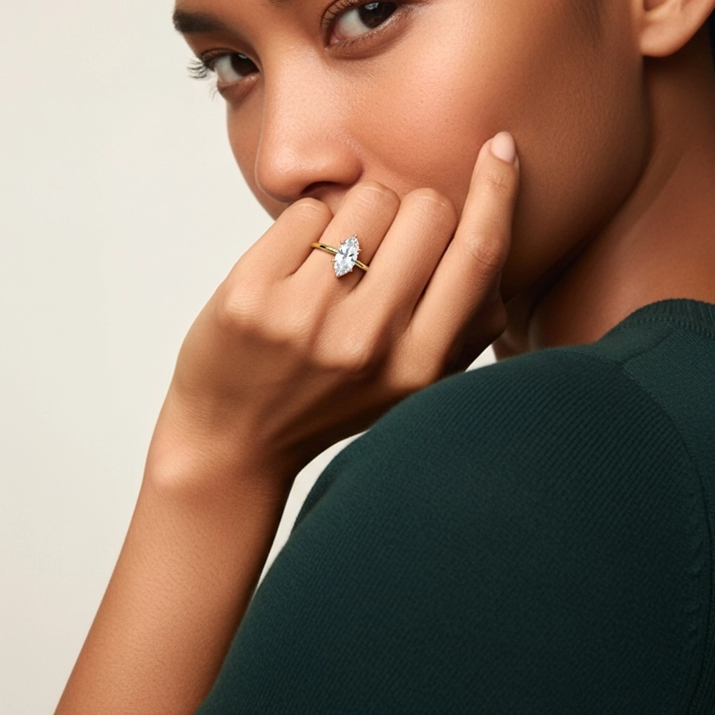 Classique Marquise 0.80ct Moissanite Bague de fiançailles