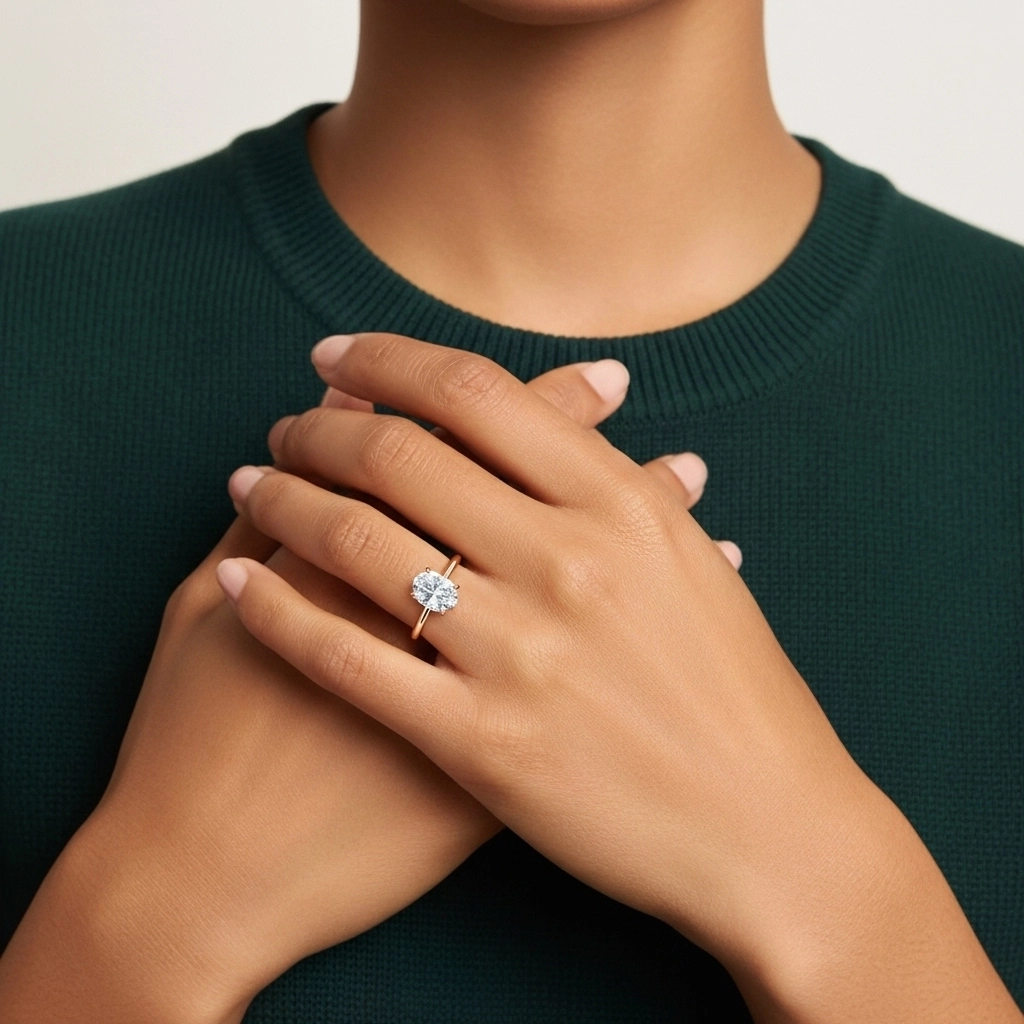 Classique Ovale 2.00ct Zircon cubique Bague de fiançailles