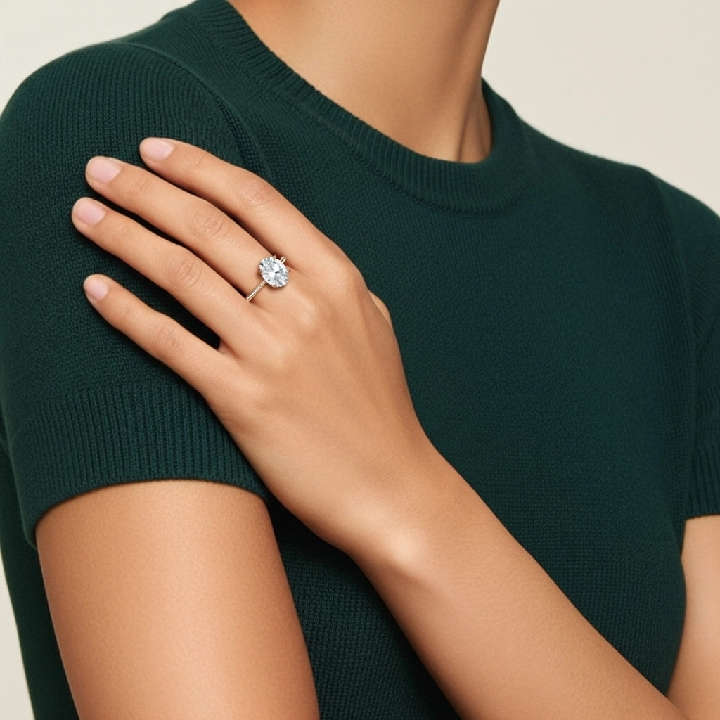 Classique Ovale 2.00ct Zircon cubique Bague de fiançailles