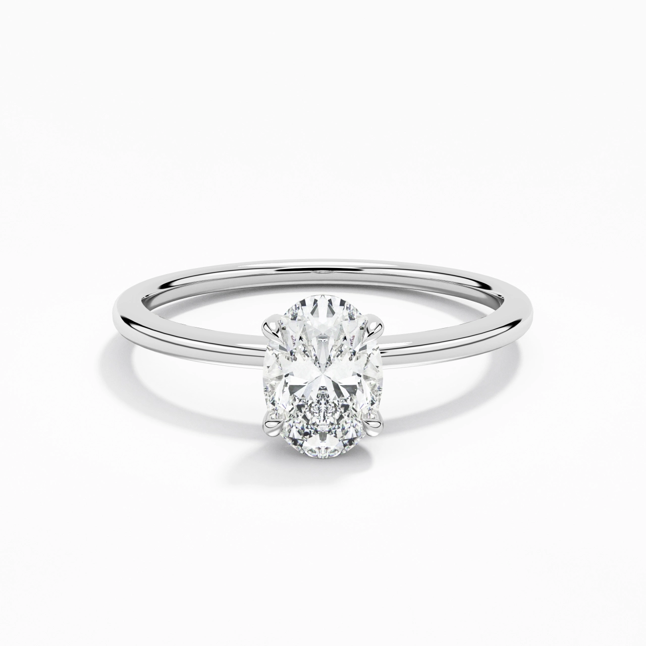 Classique Ovale 1.00ct Zircon cubique Bague de fiançailles