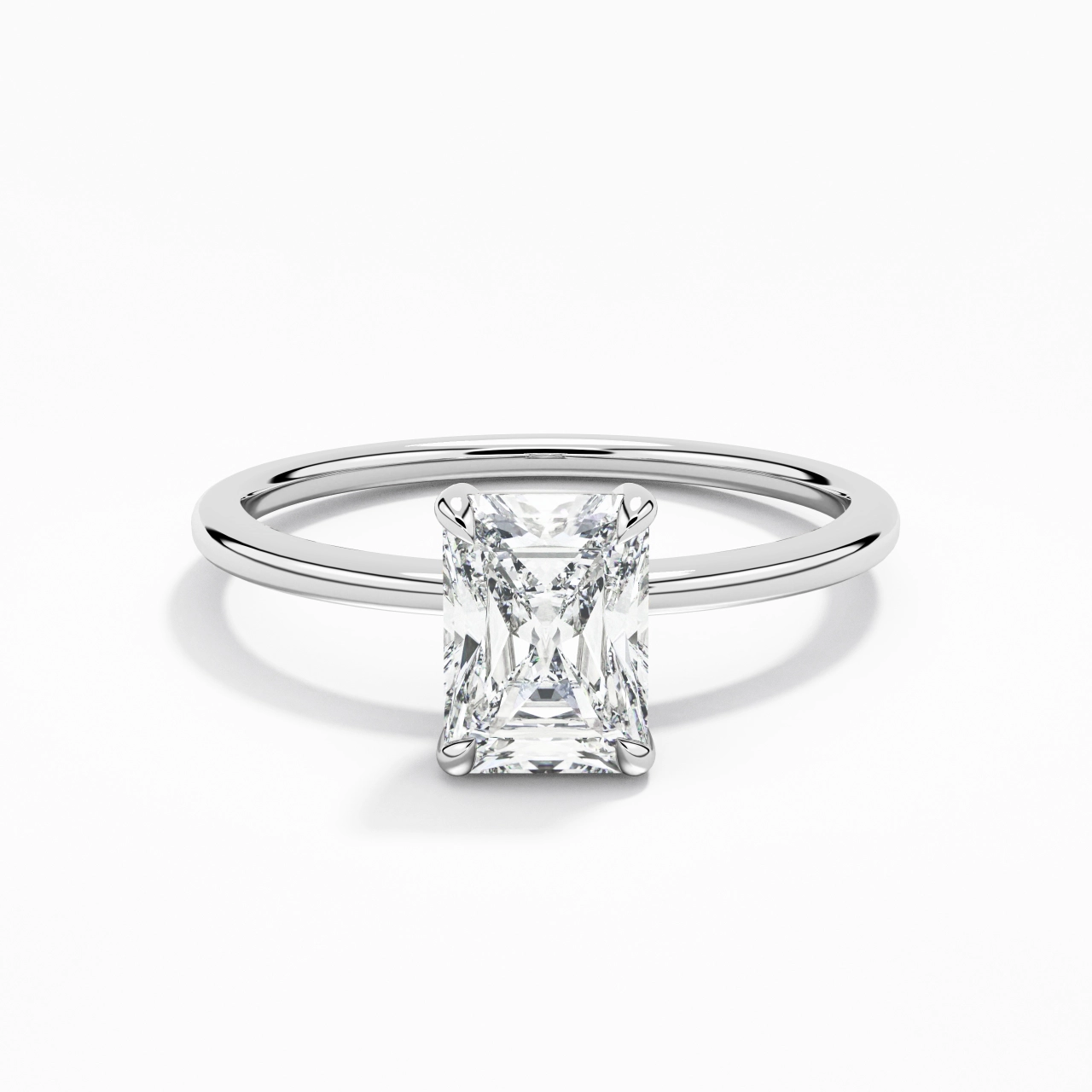 Classique Radiant 1.00ct Zircon cubique Bague de fiançailles