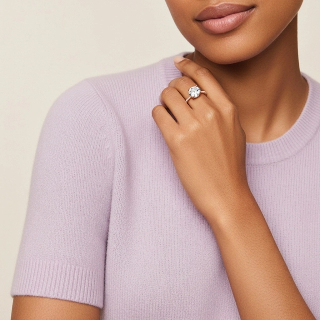 Classique Rond 2.00ct Zircon cubique Bague de fiançailles