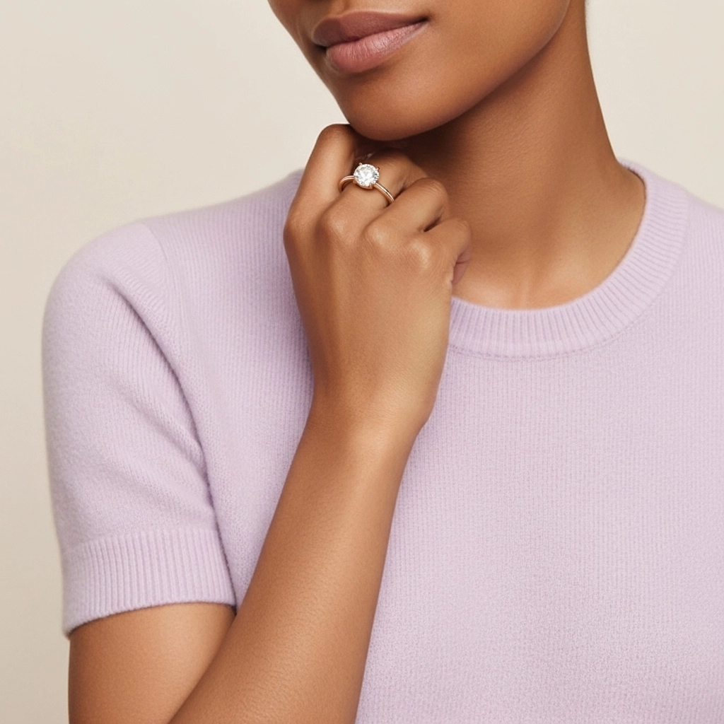 Classique Rond 2.00ct Zircon cubique Bague de fiançailles