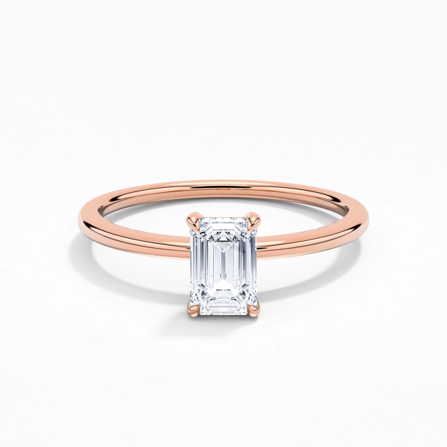 Classic Emerald Cubic Zirconia Engagement Ring 0.80ct In White 925 Sterling Silver Basket Straight Shank