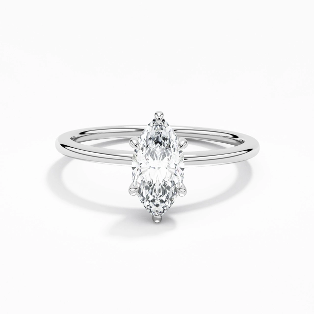 Classique Marquise Zircon cubique Bague de fiançailles 0.80ct En Blanc Argent sterling 925 Panier Tige Droite