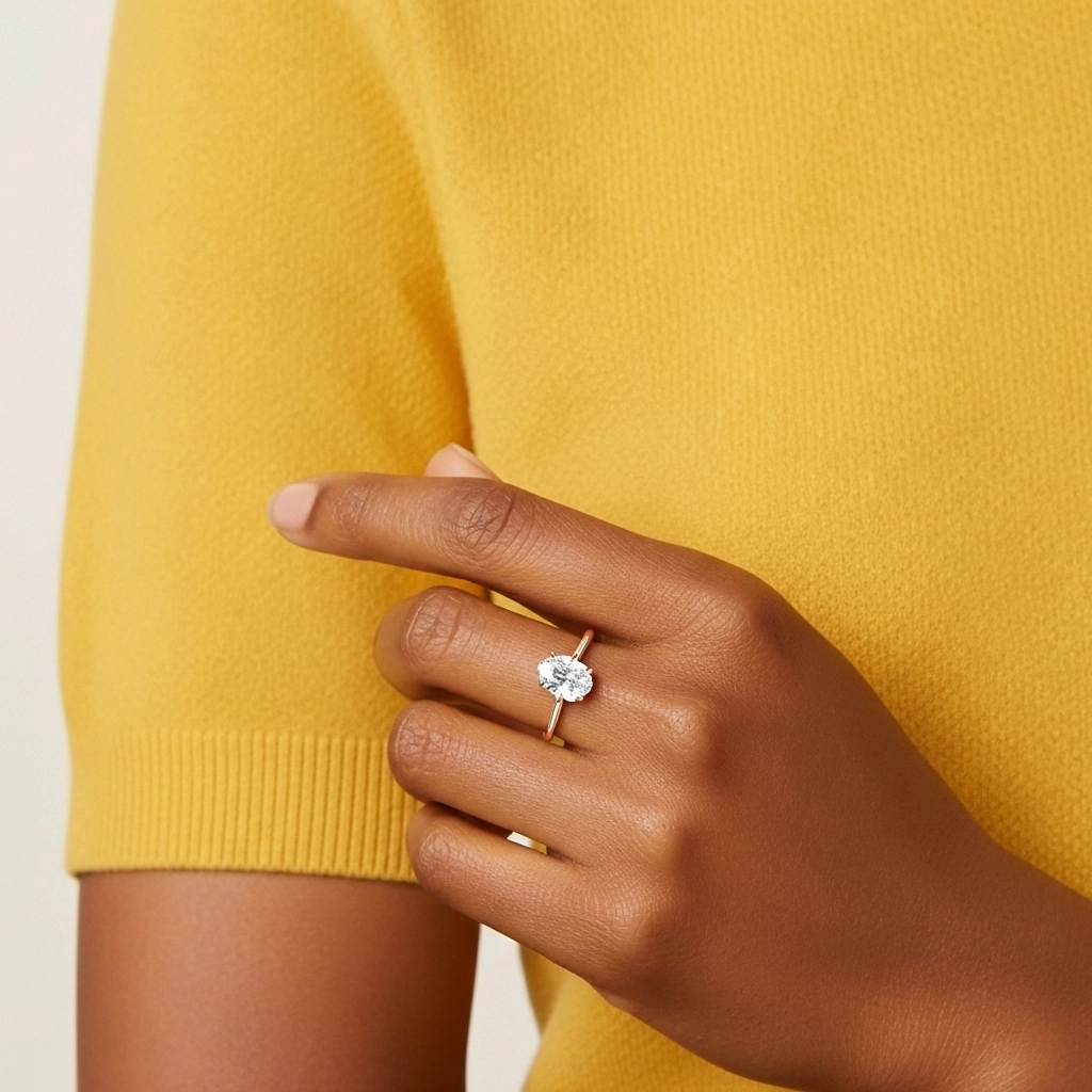 Simple Ovale 1.00ct Moissanite Bague de fiançailles