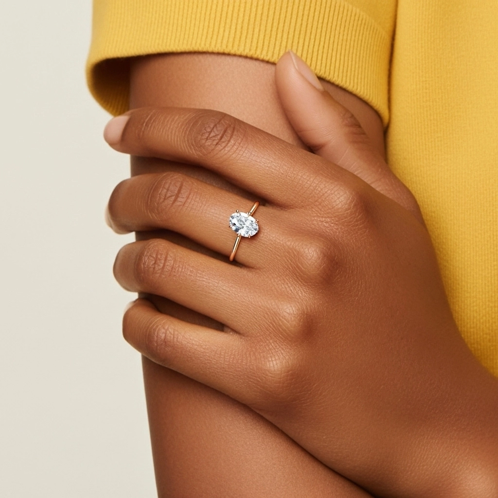 Simple Ovale 1.00ct Moissanite Bague de fiançailles