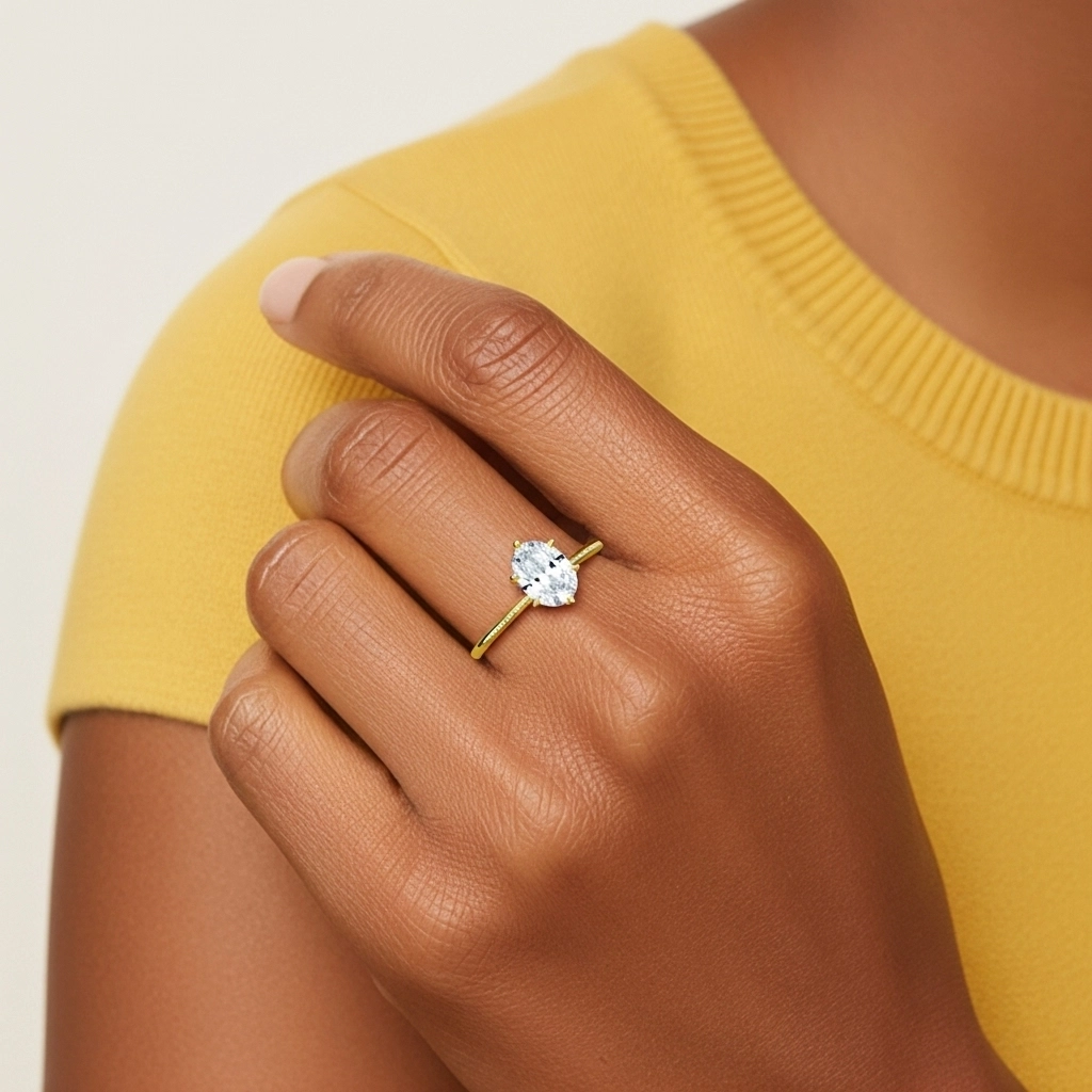 Simple Ovale 1.00ct Moissanite Bague de fiançailles