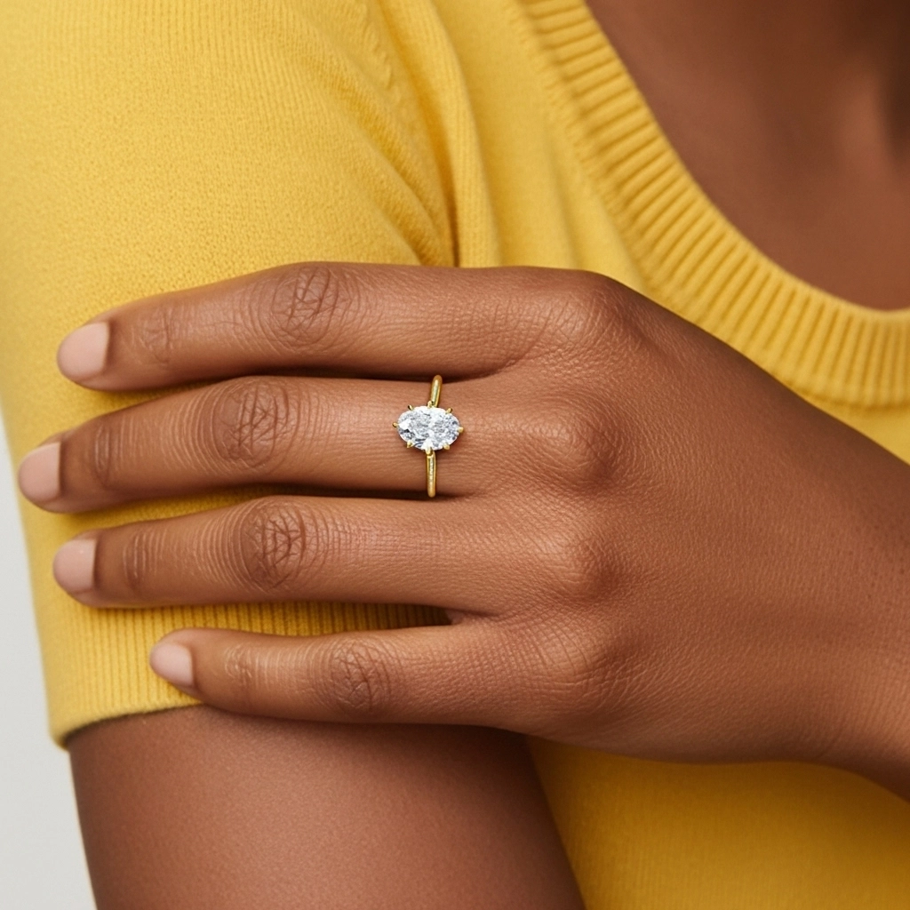 Simple Ovale 1.00ct Moissanite Bague de fiançailles