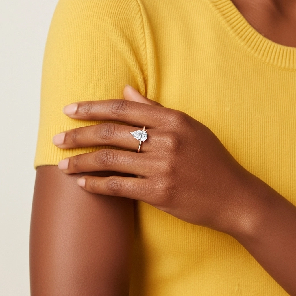 Simple Poire 1.00ct Moissanite Bague de fiançailles