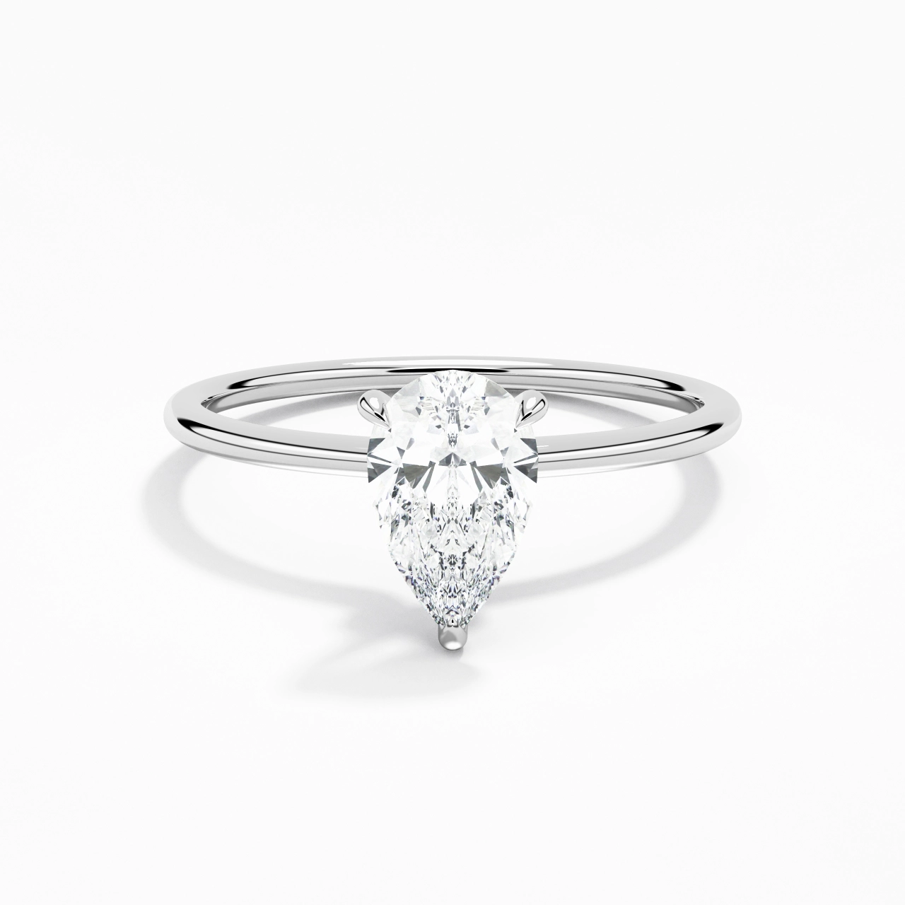 Simple Pear 1.00ct Moissanite Engagement Ring