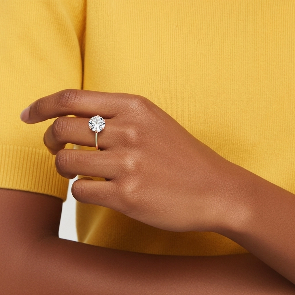 Simple Rond 1.00ct Moissanite Bague de fiançailles