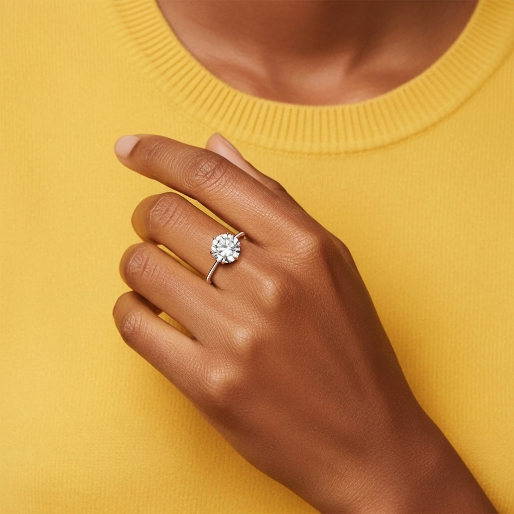 Simple Rond 1.00ct Moissanite Bague de fiançailles