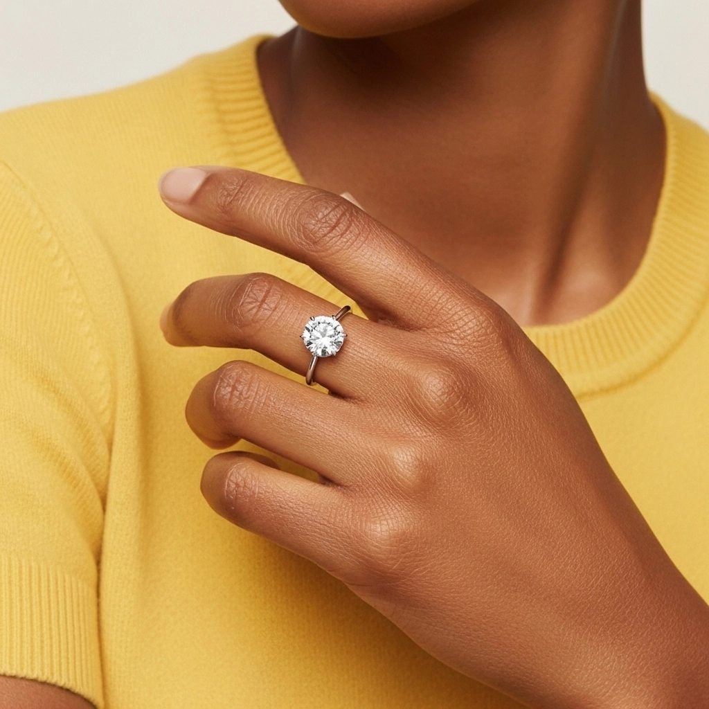 Simple Rond 1.00ct Moissanite Bague de fiançailles