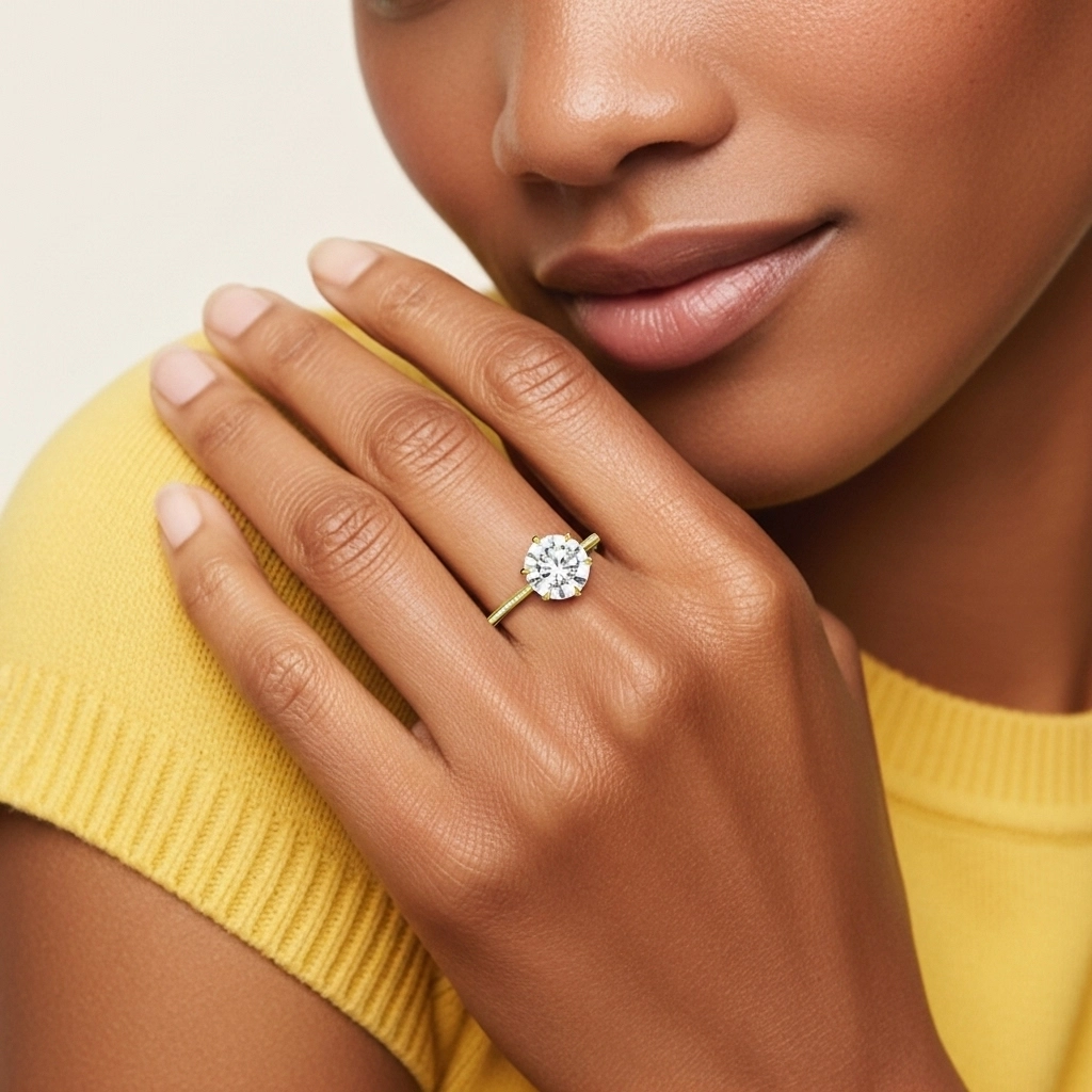 Simple Rond 1.00ct Moissanite Bague de fiançailles