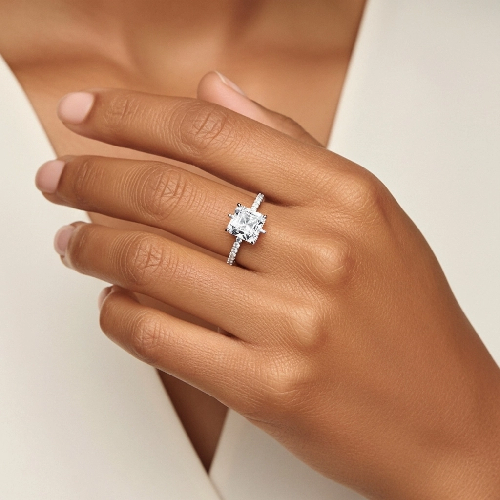 Simple Asscher 1.00ct Cubic Zirconia Engagement Ring