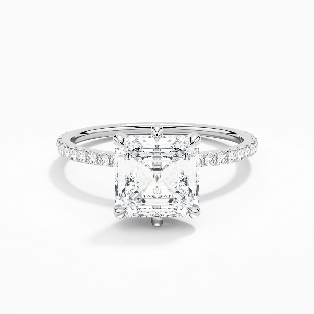 Simple Asscher 2.00ct Moissanite Bague de fiançailles