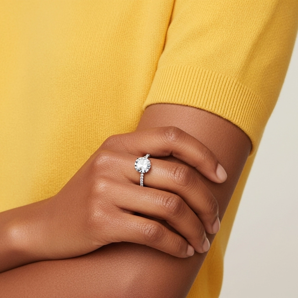 Simple Cojín 1.00ct Circonio cúbico Anillo de Compromiso