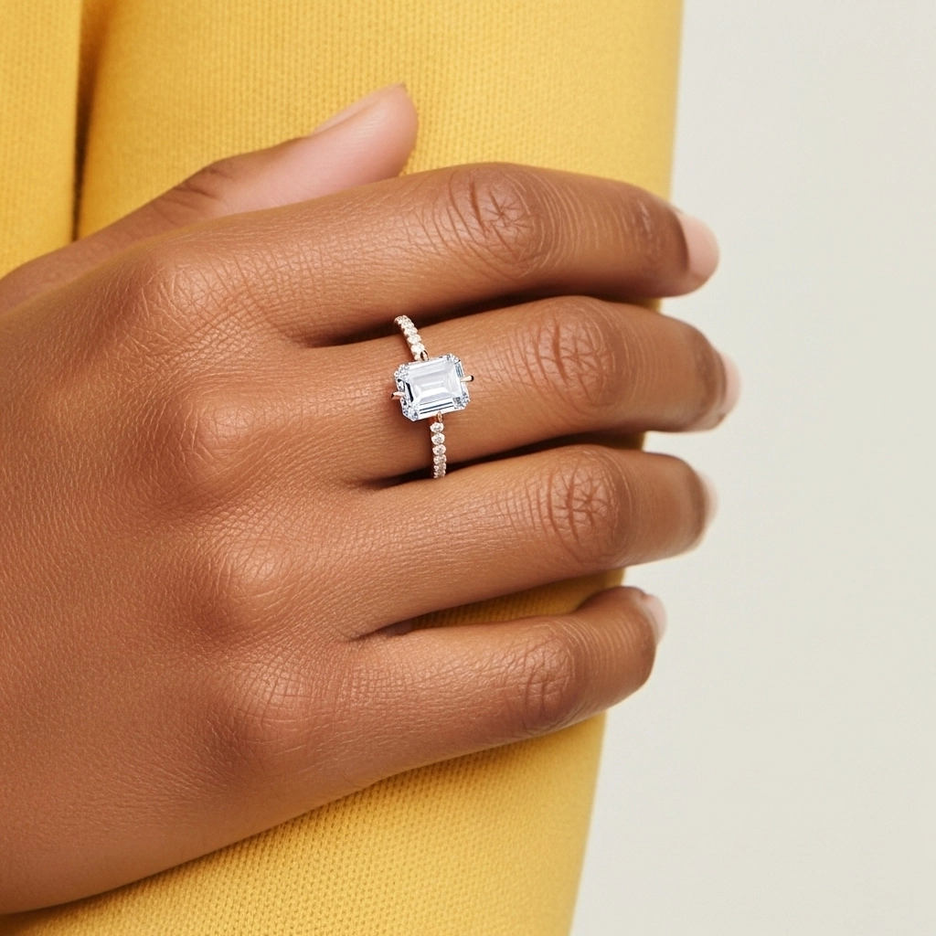 Simple Emerald 0.80ct Cubic Zirconia Engagement Ring