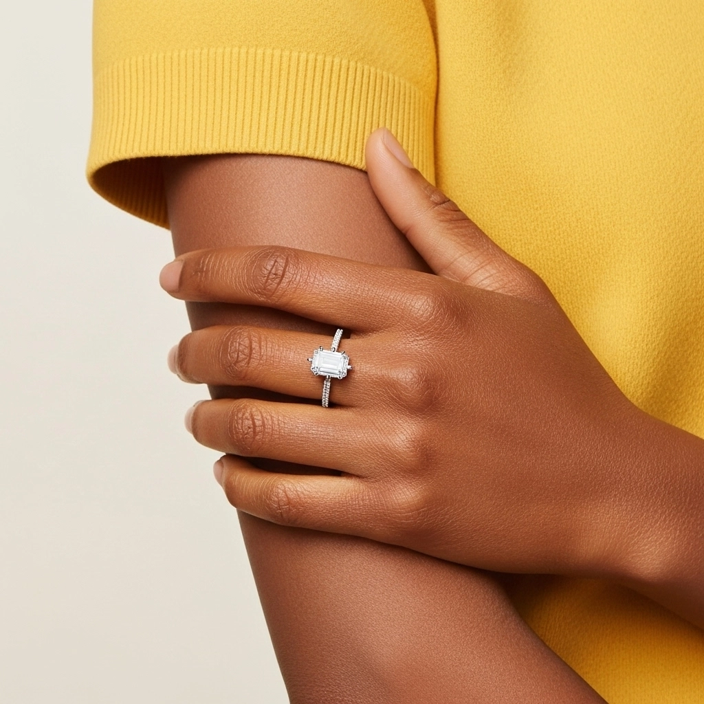 Simple Emerald 1.00ct Cubic Zirconia Engagement Ring