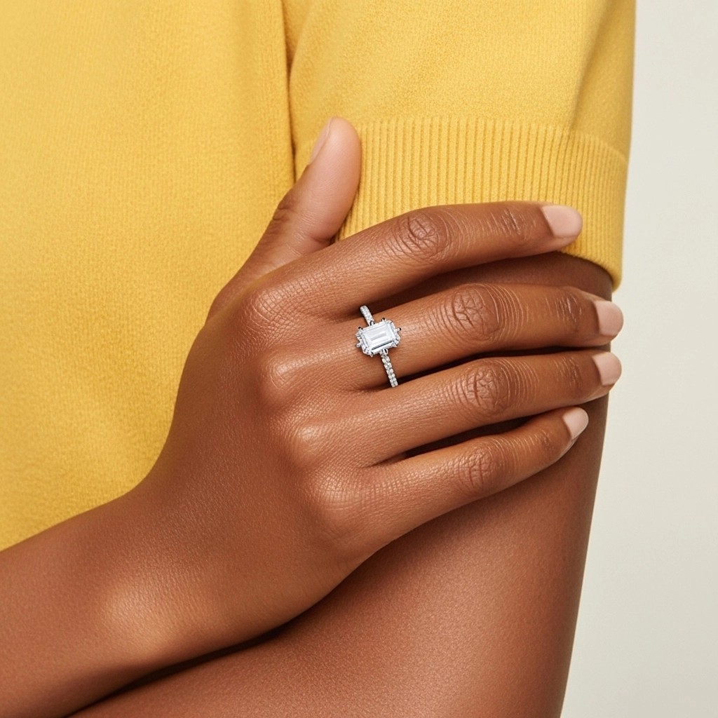 Simple Emerald 1.00ct Cubic Zirconia Engagement Ring