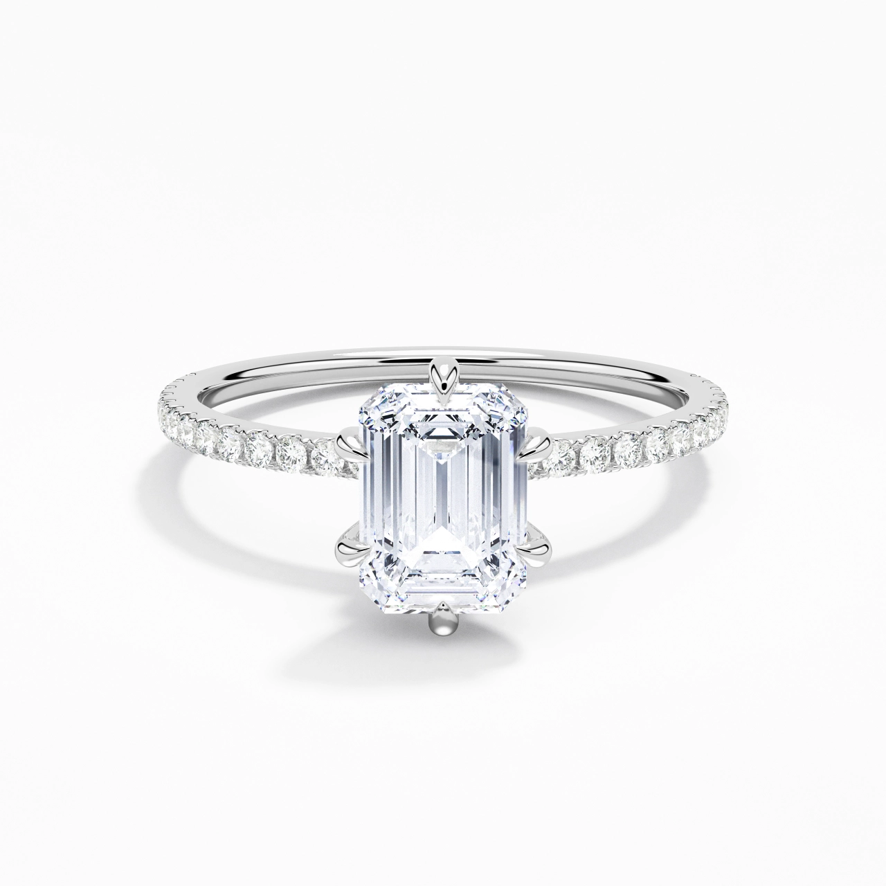 Simple Émeraude 1.00ct Moissanite Bague de fiançailles