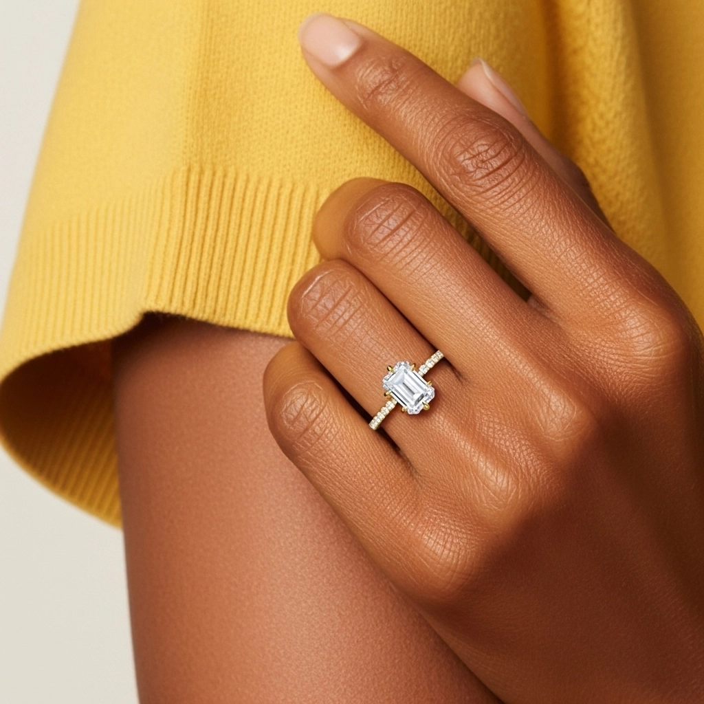 Simple Emerald 0.80ct Cubic Zirconia Engagement Ring
