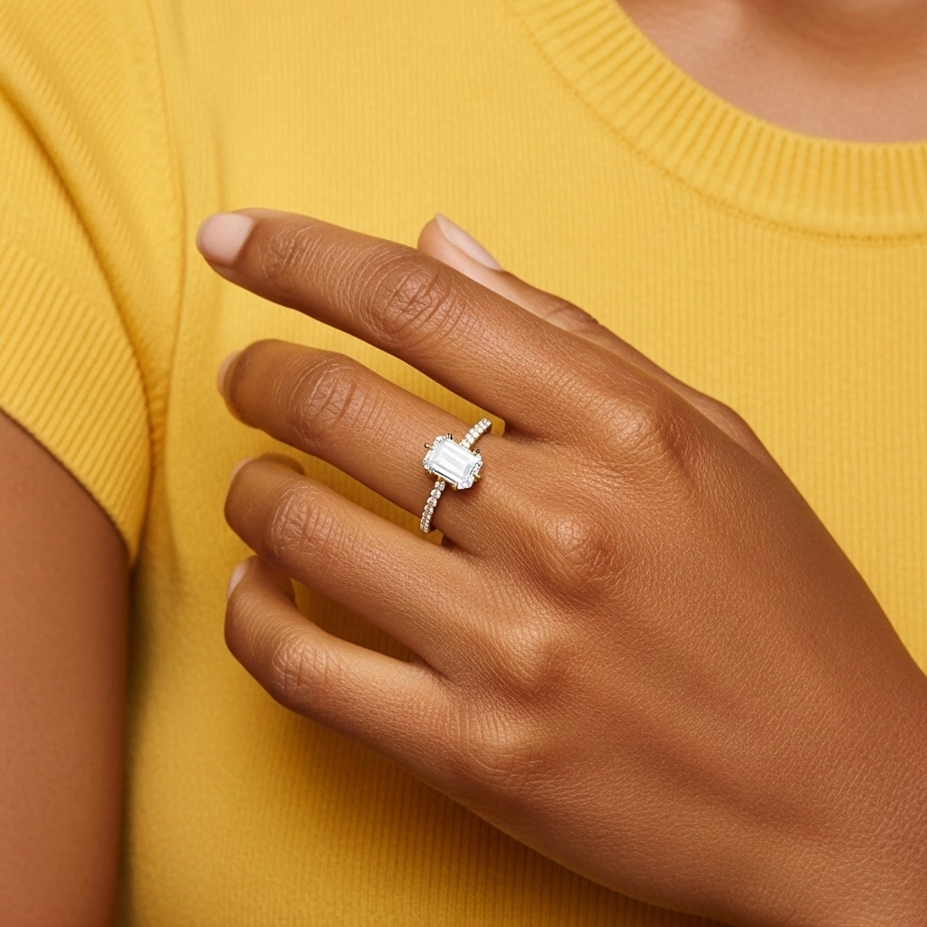 Simple Emerald 0.80ct Cubic Zirconia Engagement Ring