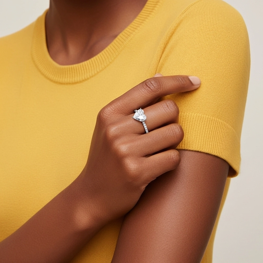 Simple Heart 1.00ct Cubic Zirconia Engagement Ring