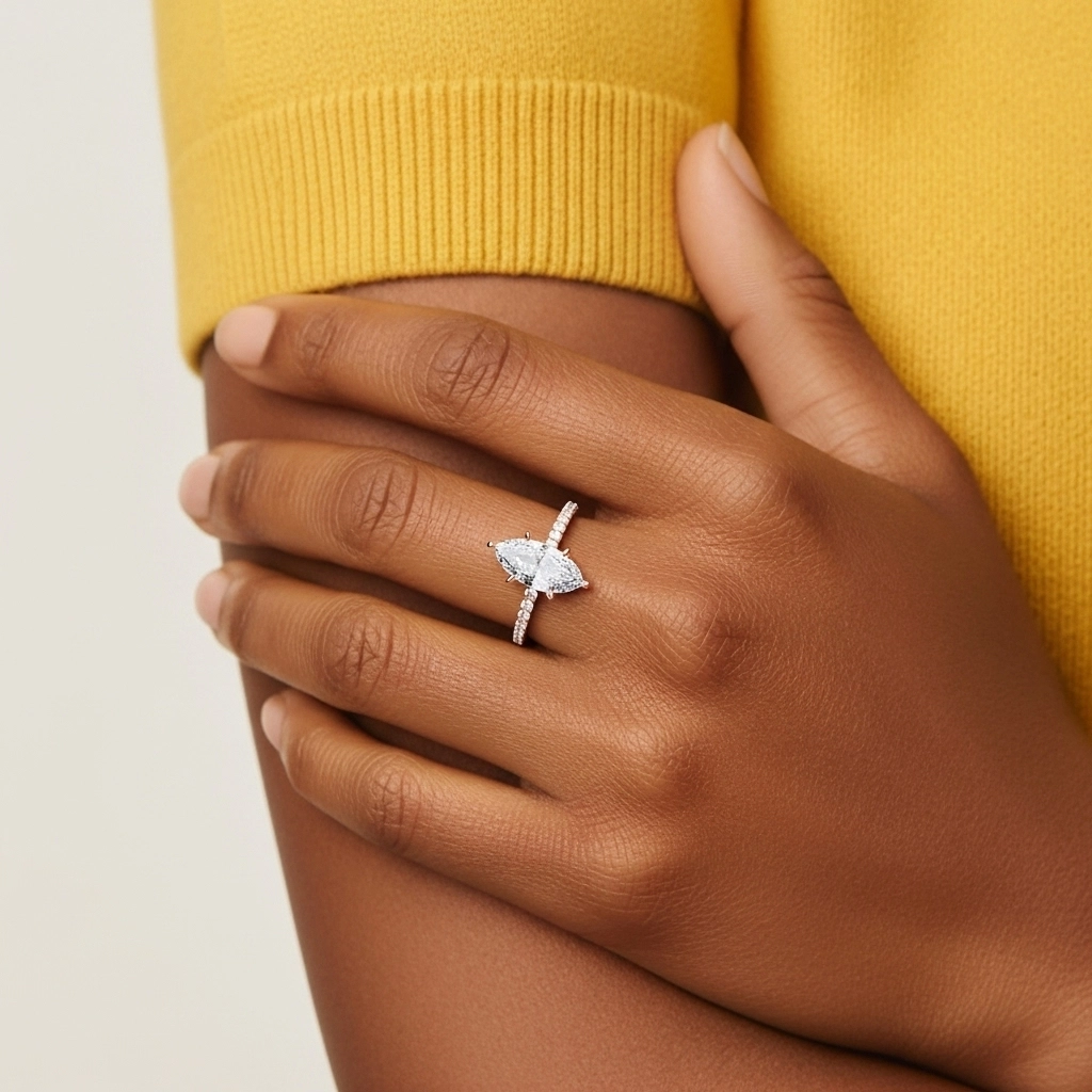 Simple Marquise 0.80ct Cubic Zirconia Engagement Ring