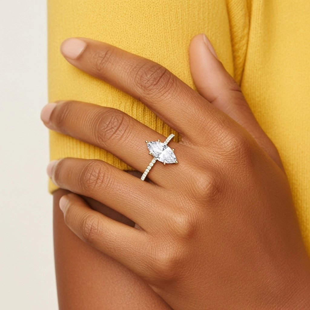 Simple Marquise 0.80ct Cubic Zirconia Engagement Ring