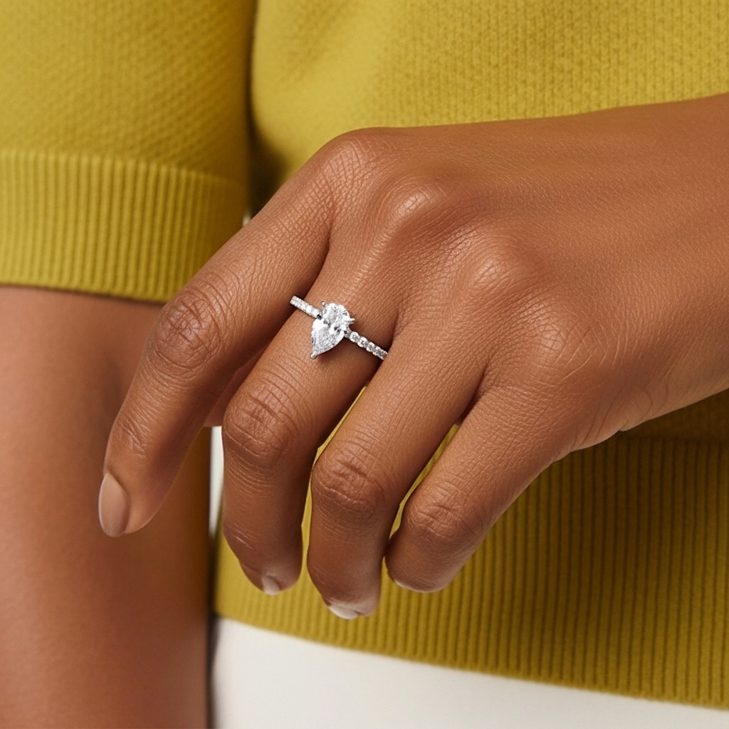 Simple Pear 1.00ct Cubic Zirconia Engagement Ring