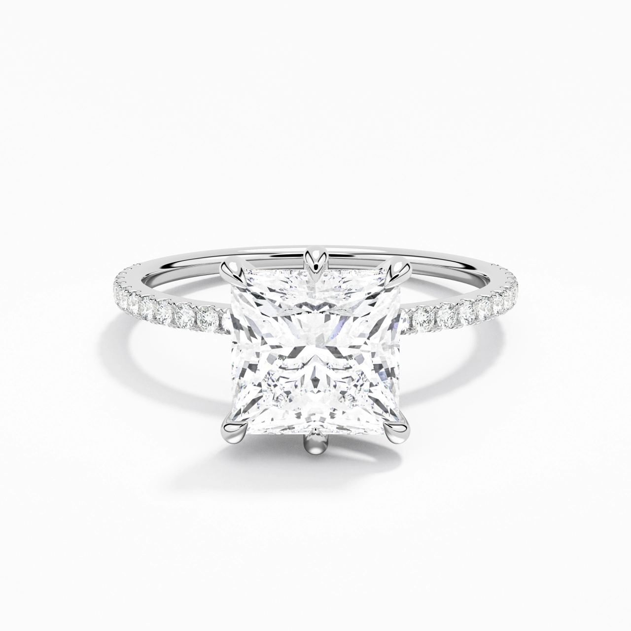 Simple Princess 2.00ct Moissanite Engagement Ring