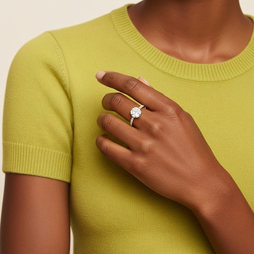 Simple Redondo 2.00ct Circonio cúbico Anillo de Compromiso