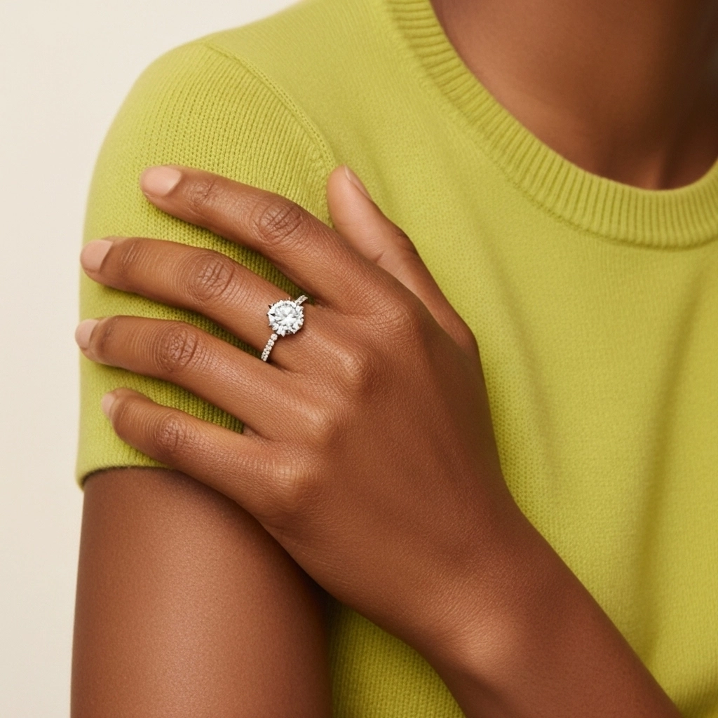 Simple Redondo 2.00ct Circonio cúbico Anillo de Compromiso