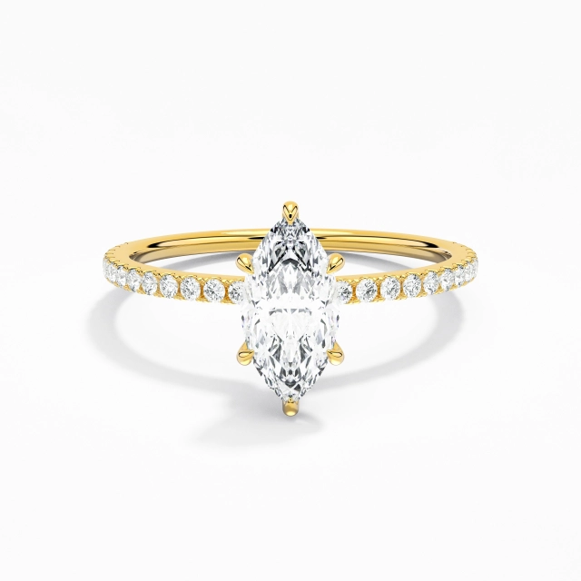Simple Marquise Cubic Zirconia Engagement Ring 0.80ct In White 925 Sterling Silver Hidden Halo Straight Shank
