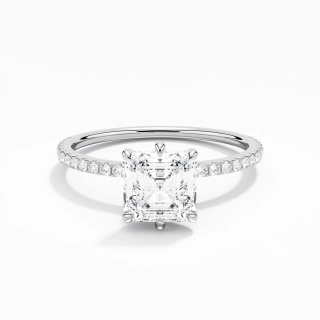 Simple Asscher 1.00ct Moissanite Bague de fiançailles