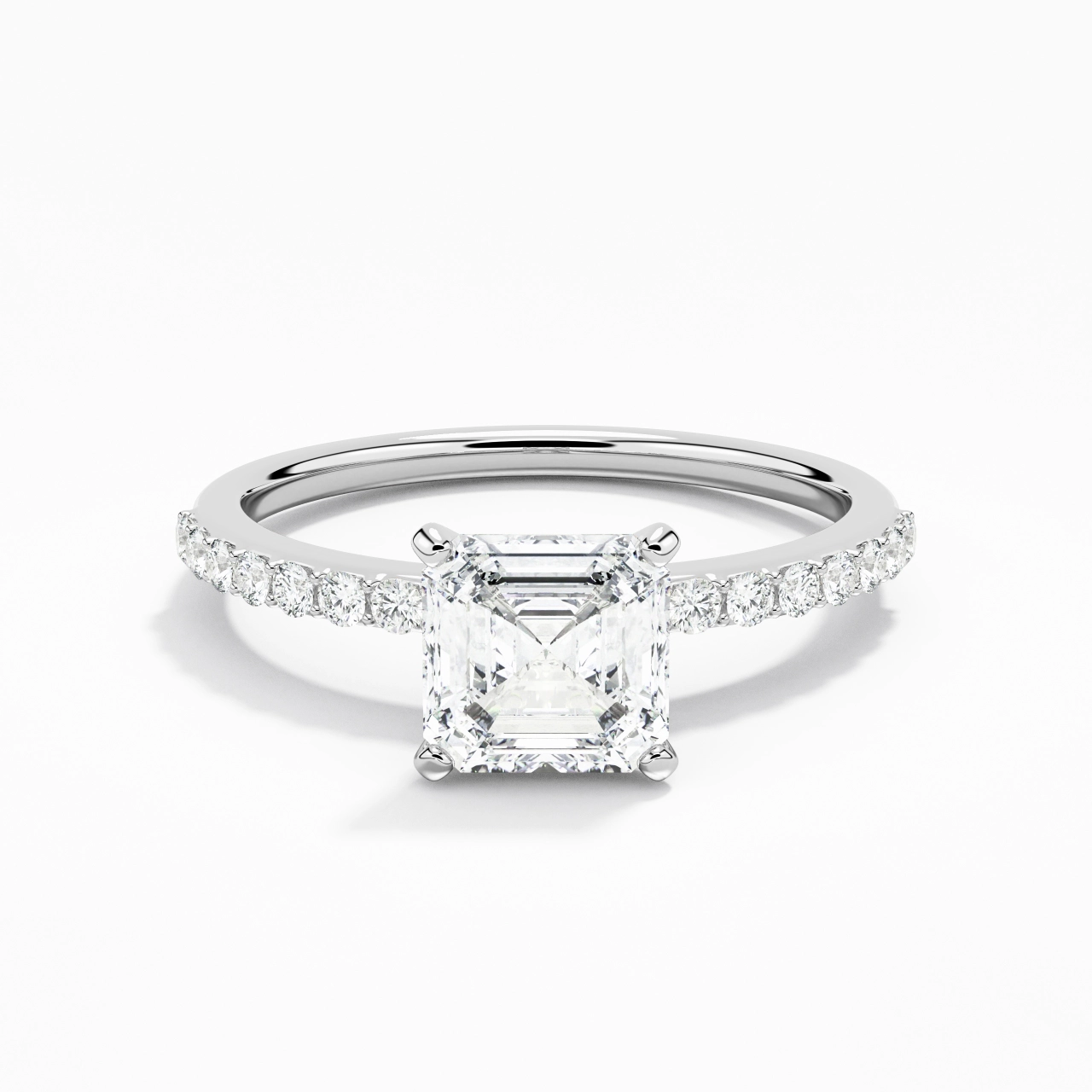 Simple Asscher 1.00ct Moissanite Engagement Ring