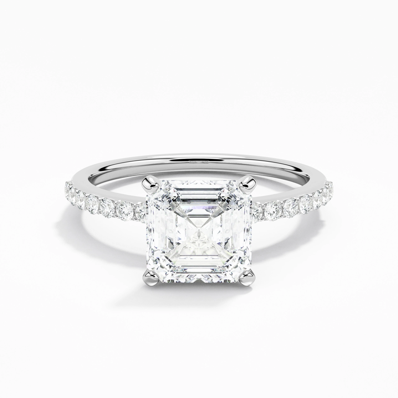 Simple Asscher 2.00ct Moissanite Engagement Ring