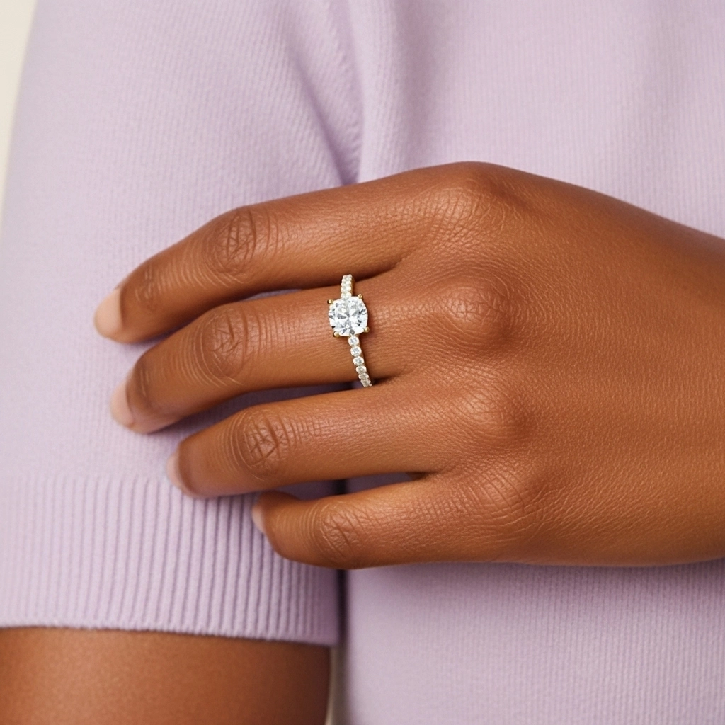 Simple Coussin 1.00ct Moissanite Bague de fiançailles