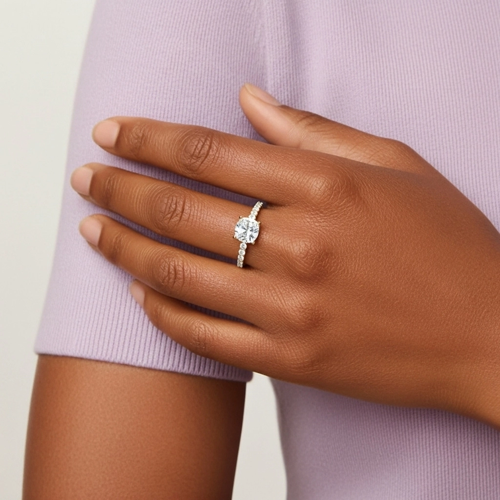 Simple Coussin 1.00ct Moissanite Bague de fiançailles