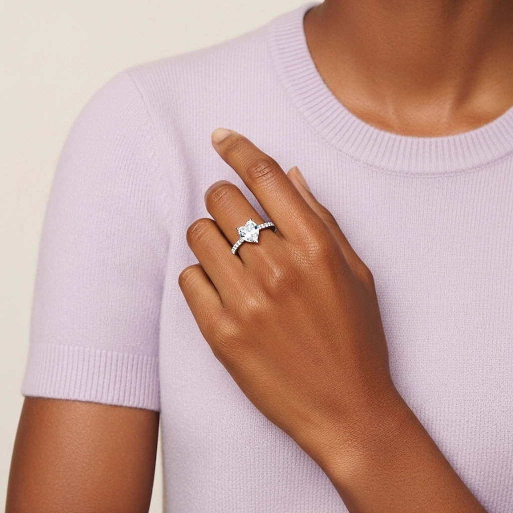 Simple Cœur 1.00ct Moissanite Bague de fiançailles