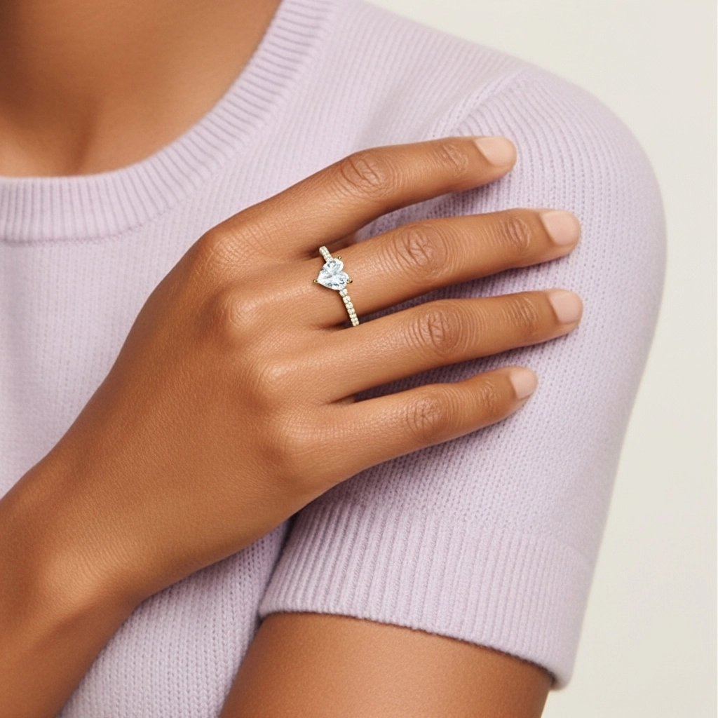 Simple Cœur 1.00ct Moissanite Bague de fiançailles