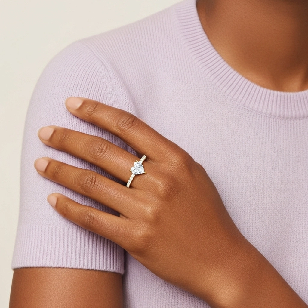 Simple Cœur 1.00ct Moissanite Bague de fiançailles