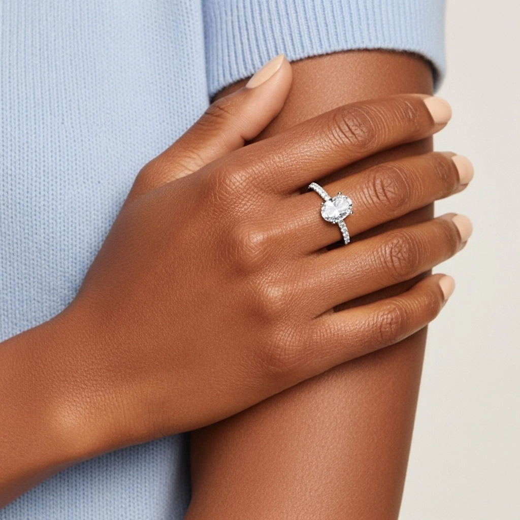 Simple Ovale 1.00ct Moissanite Bague de fiançailles