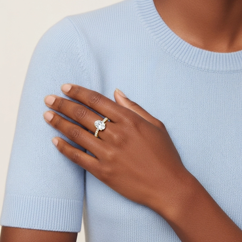 Simple Ovale 1.00ct Moissanite Bague de fiançailles