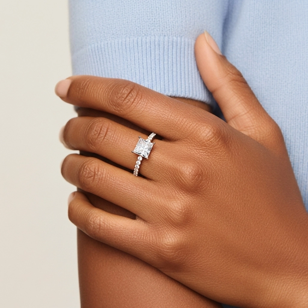 Simple Princesse 1.00ct Moissanite Bague de fiançailles