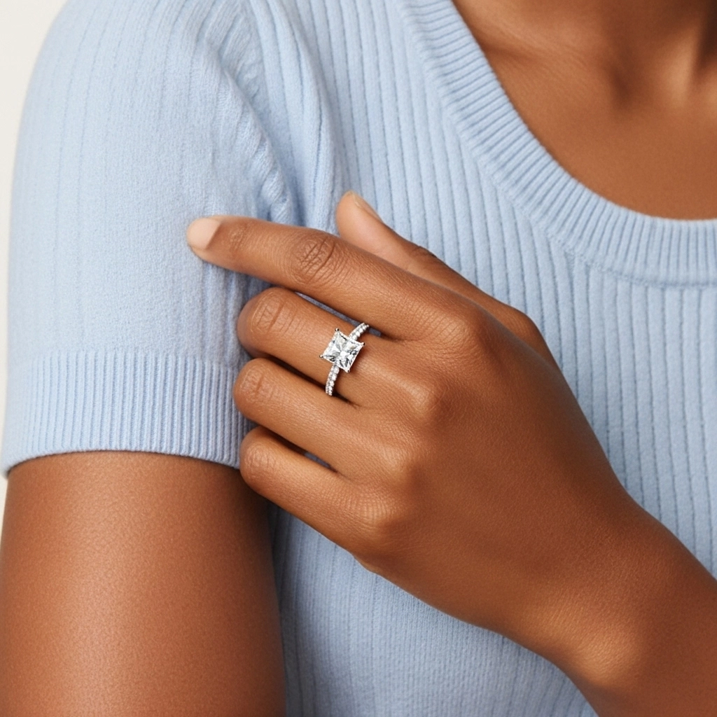 Simple Princesse 1.00ct Moissanite Bague de fiançailles