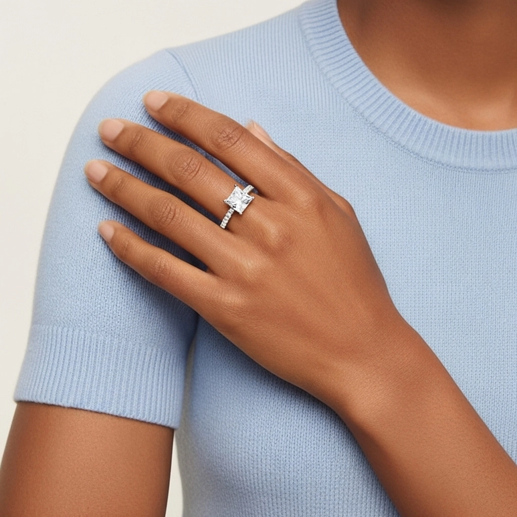 Simple Princesse 1.00ct Moissanite Bague de fiançailles