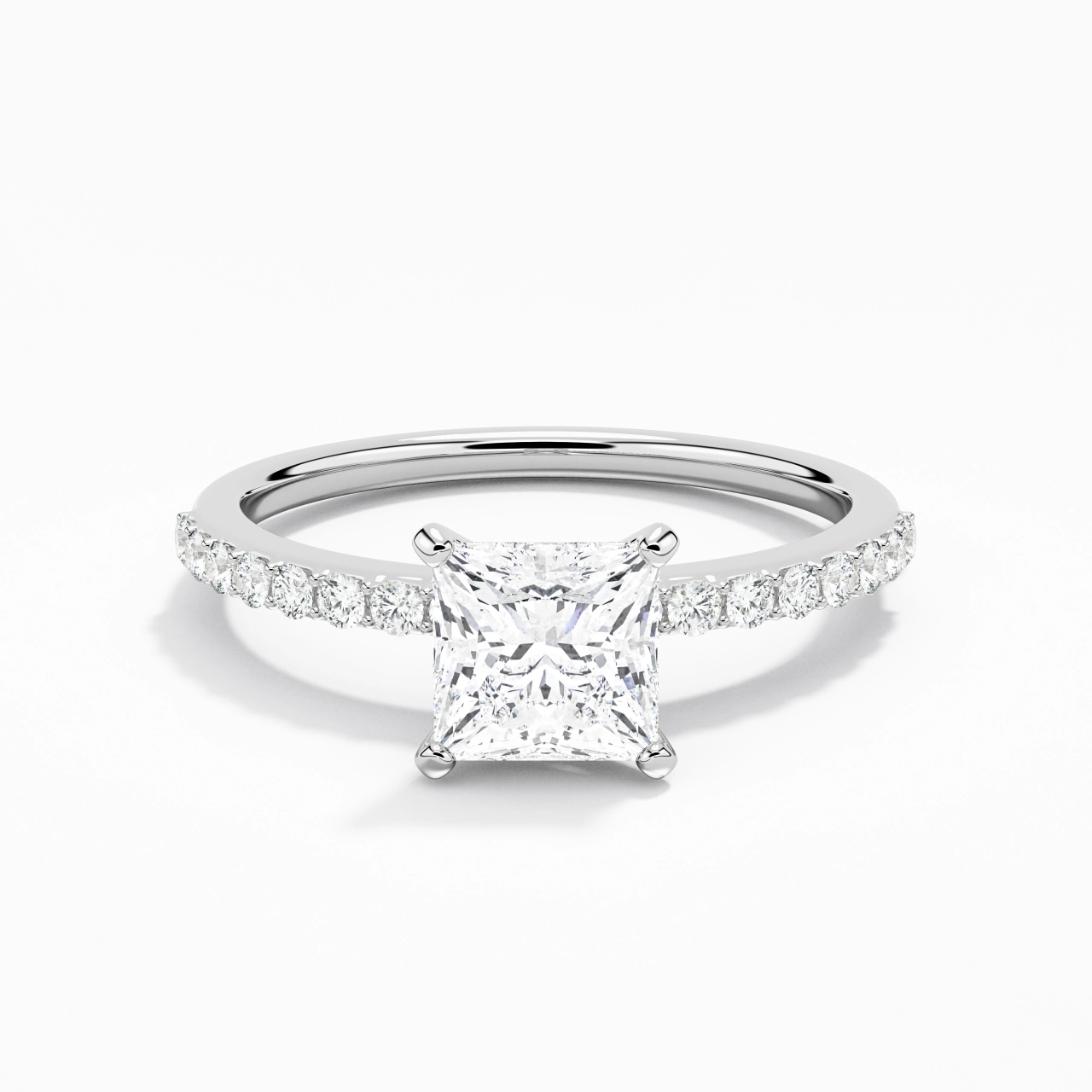 Simple Princess 1.00ct Moissanite Engagement Ring